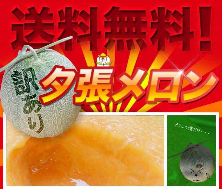 送料無料】夕張メロン（個撰品）：訳あり品の通販・お取り寄せ